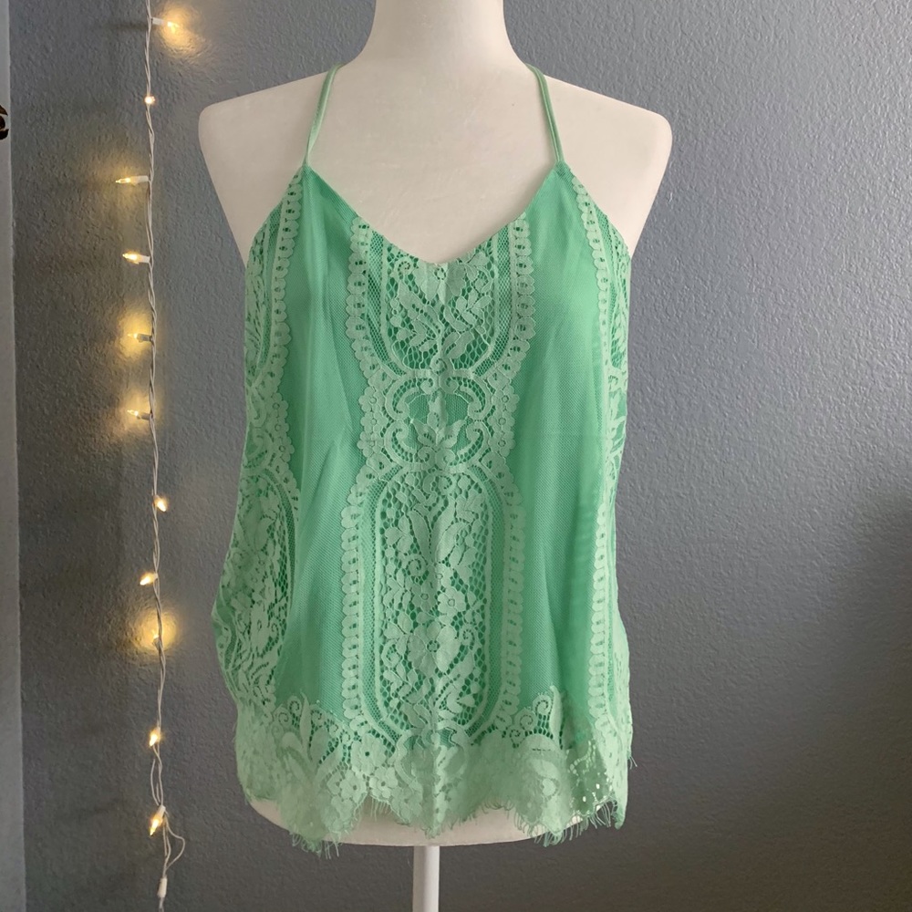 Mint lace camisole
